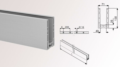 Ganzglasgeländer ohne Glas | U-Form | Handlauf eckig | Business-A