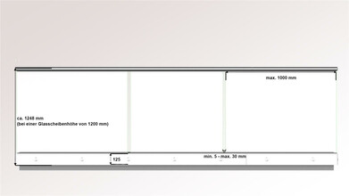 Ganzglasgeländer ohne Glas | I-Form | Handlauf rund | Business-S