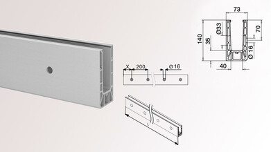 Ganzglasgeländer ohne Glas | I-Form | Handlauf rund | Business-S