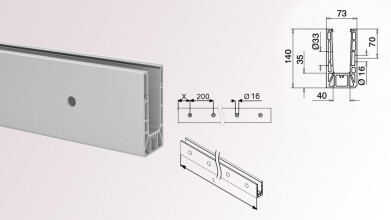 Ganzglasgeländer ohne Glas | L-Form | Handlauf eckig | Business-S