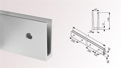 Home S | Alu-Bodenprofil für Ganzglasgeländer |...