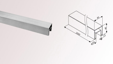 Edelstahl-Nutrohr 40,0 x 40,0 x1,5 mm, Nut 24x24 mm |...