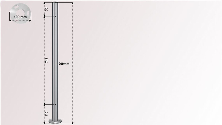 Geländerpfosten mit 2 x M6 Bohrungen für Glas-Linien-Geländer | huero.de