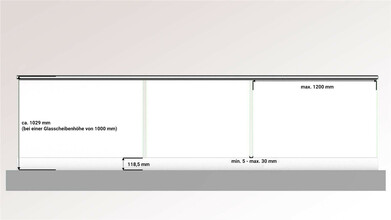 Ganzglasgeländer mit Grauglas (klar) | L-Form | Handlauf rund | Home-F