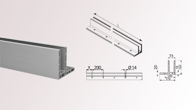 Ganzglasgeländer mit Grauglas (matt) | I-Form | Handlauf rund | Business-F