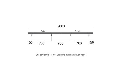 Edelstahl Handlaufrohr | 4 Bohrungen M6 | eingepresste Endkappe | 1,3 m (Halblänge für 2,6 m)