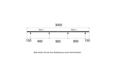 Edelstahl Handlaufrohr | 4 Bohrungen M6 | eingepresste Endkappe | 1,5 m (Halblänge für 3,0 m)