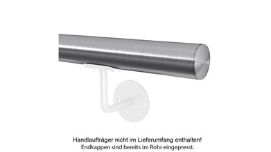 Edelstahl Handlaufrohr | 4 Bohrungen M6 | eingepresste Endkappe | 1,7 m (Halblänge für 3,4 m)