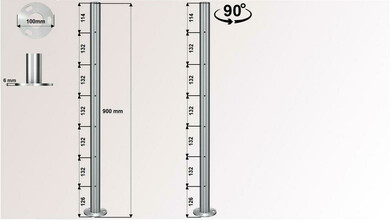 Geländerpfosten | Edelstahlpfosten | 12 x M6 Gewinde...