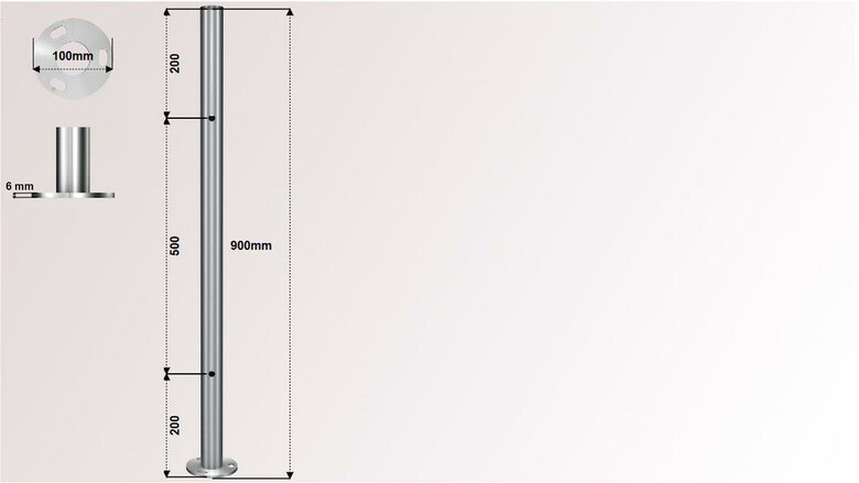 Geländerpfosten | Edelstahlpfosten mit Durchgangsbohrung für Glas-Geländer | huero.de