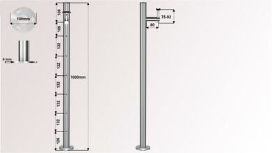 Geländerpfosten aus Edelstahl mit...