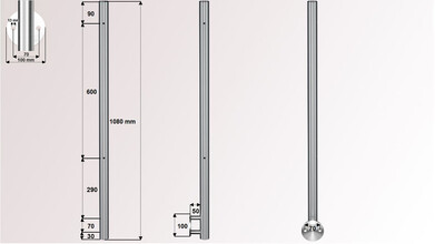 Geländerpfosten | V2A | 2 x M8 Gewinde rechts |...